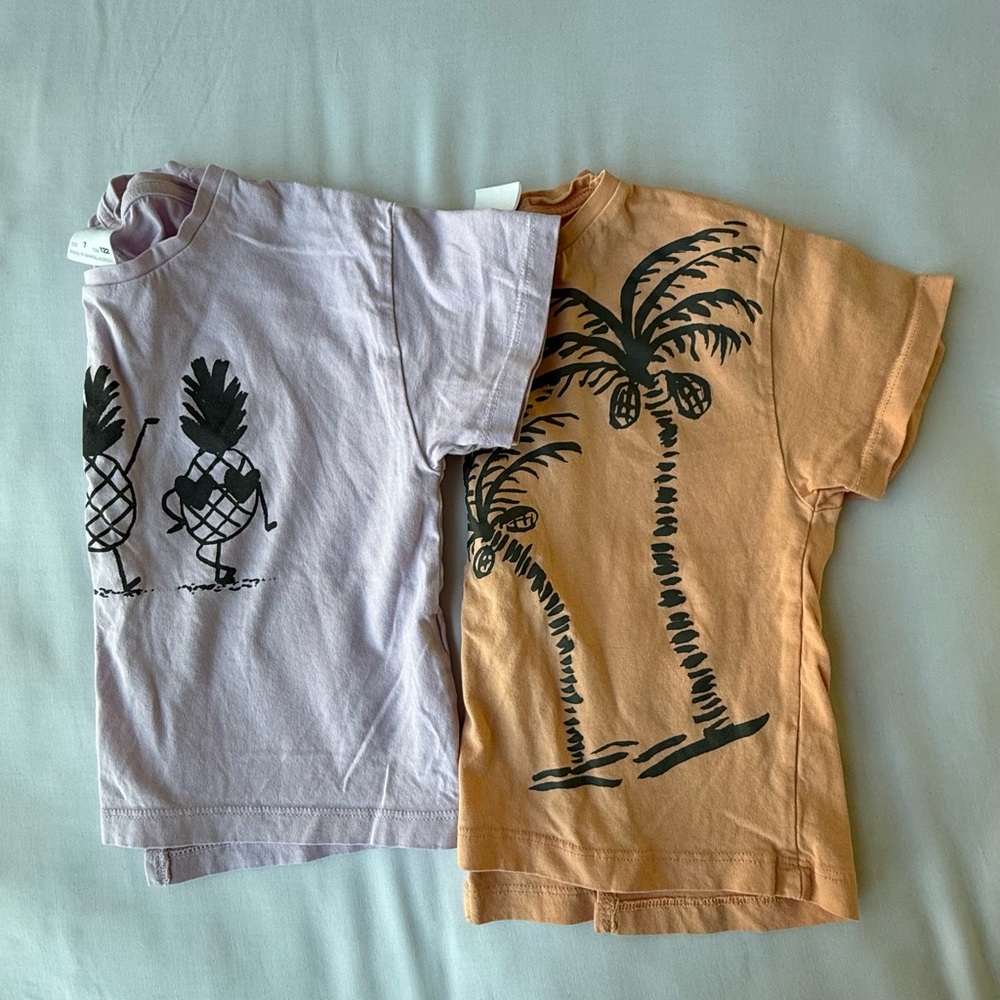 Zara Kids T-Shirts - Purple Pineapple & Orange Palm Tree